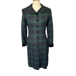 Vtg Brooks Brothers Plaid Wool Coat Womens 4 EUC USA Academia Preppy Retro
